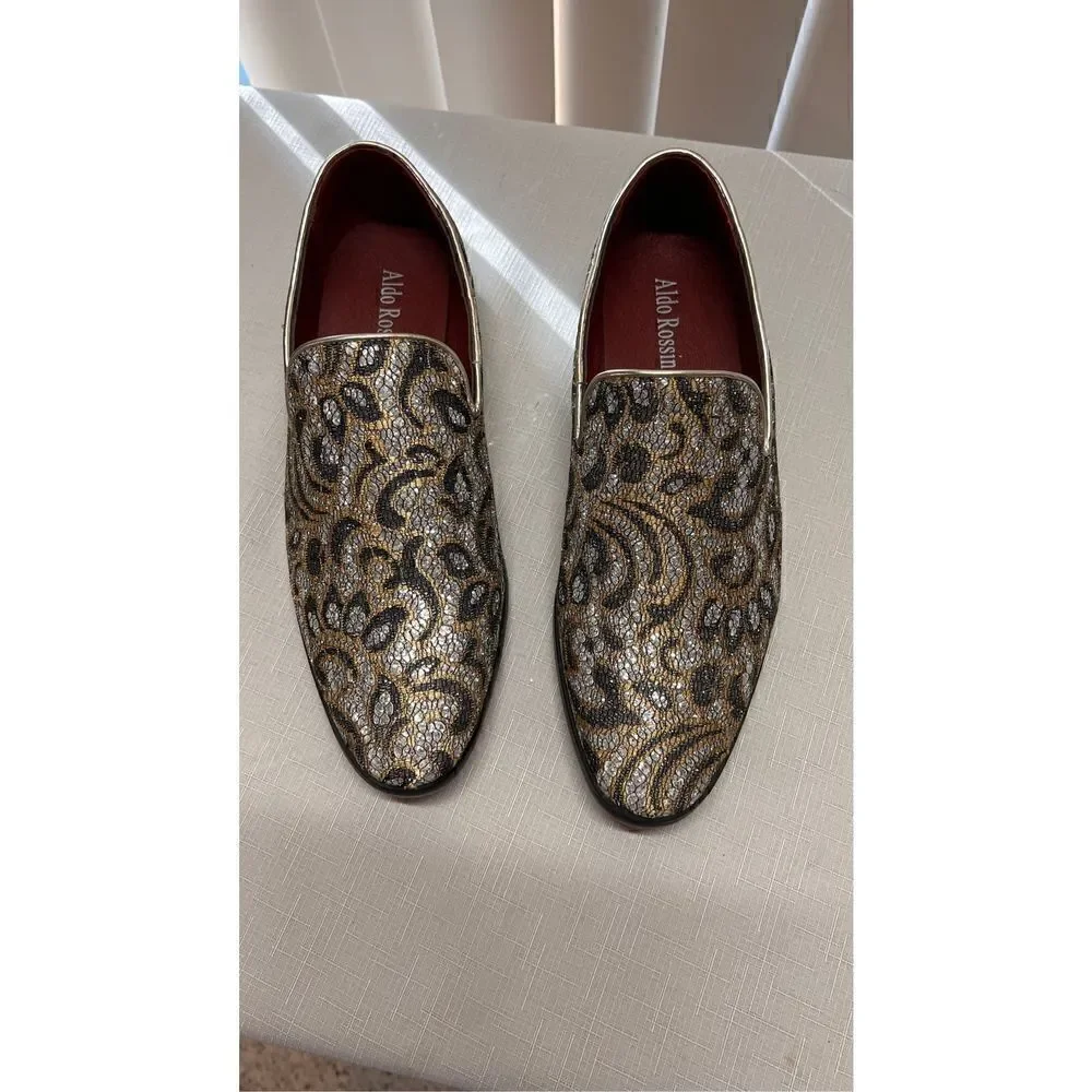 ALDO ROSSINI METALIC BECK-2 PAISLEY MEN'S SIZE 9 NEW